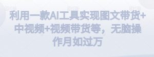 利用一款AI工具实现图文带货+中视频+视频带货等,无脑操作月如过万【揭秘】-葛仙仙资源库