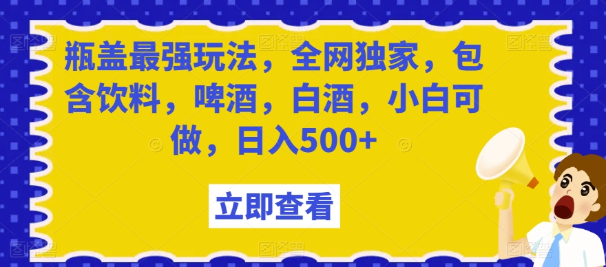 瓶盖最强玩法，全网独家，包含饮料，啤酒，白酒，小白可做，日入500+【揭秘】-葛仙仙资源库