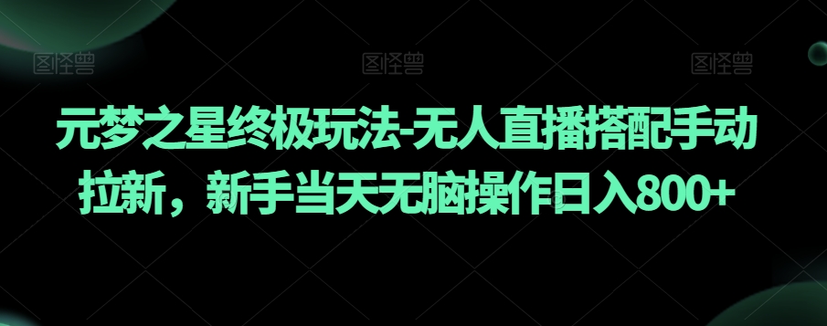 元梦之星终极玩法-无人直播搭配手动拉新，新手当天无脑操作日入800+【揭秘】-葛仙仙资源库