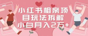 小红书相亲项目玩法拆解,有人通过这个副业项目做到了月收入2万多【揭秘】-葛仙仙资源库