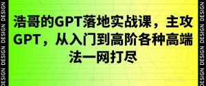浩哥的GPT落地实战课,主攻GPT,从入门到高阶各种高端法一网打尽-葛仙仙资源库