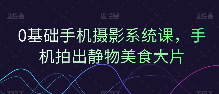 0基础手机摄影系统课，手机拍出静物美食大片-葛仙仙资源库