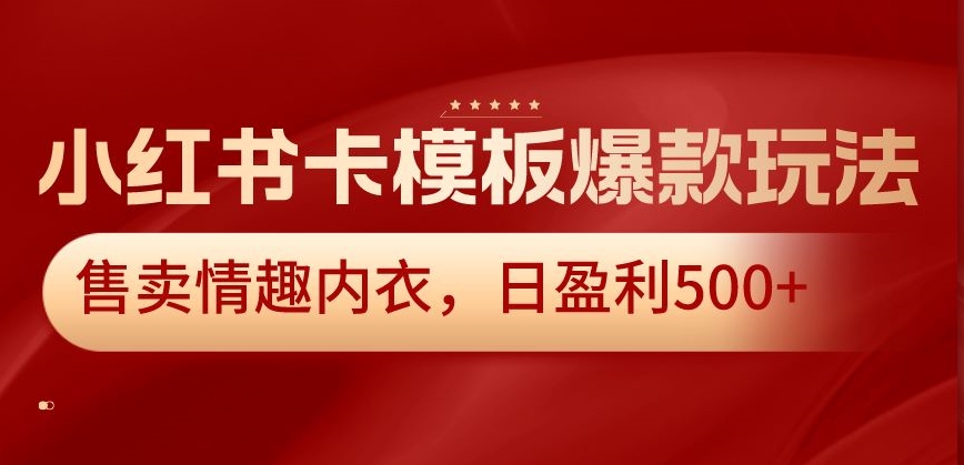 小红书卡模板爆款玩法，售卖情趣内衣，日盈利500+【揭秘】-葛仙仙资源库