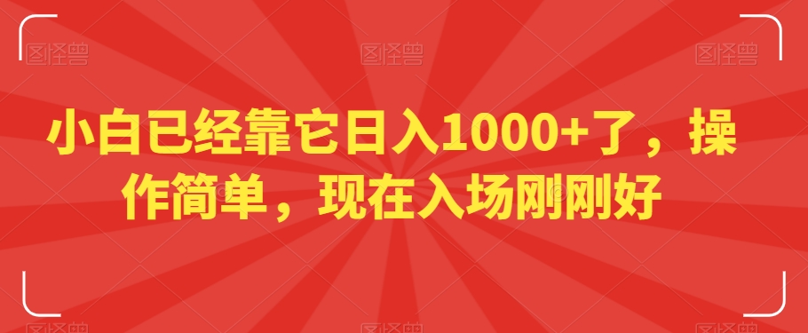 小白已经靠它日入1000+了，操作简单，现在入场刚刚好【揭秘】-葛仙仙资源库
