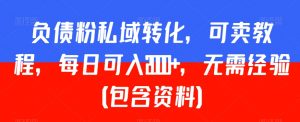 负债粉私域转化,可卖教程,每日可入2000+,无需经验(包含资料)【揭秘】-葛仙仙资源库
