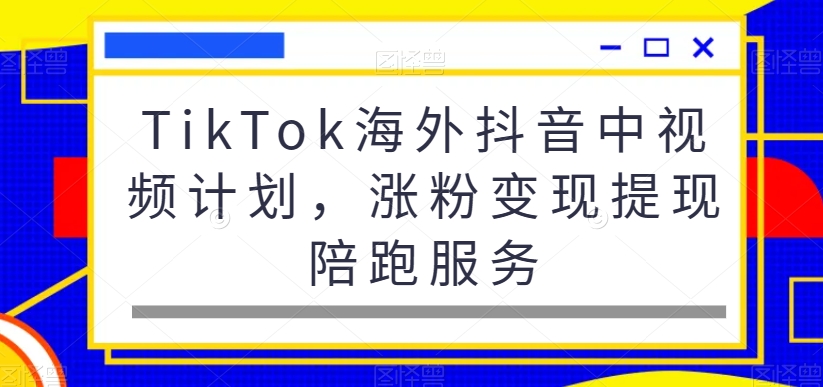 TikTok海外抖音中视频计划，涨粉变现提现陪跑服务-葛仙仙资源库