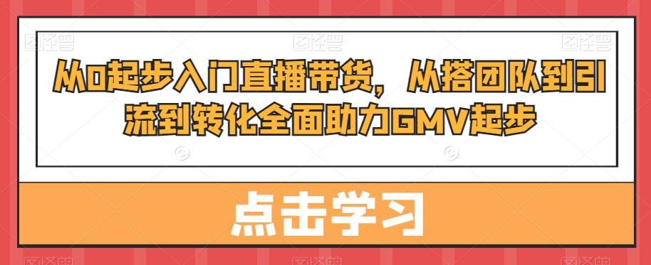 从0起步入门直播带货，​从搭团队到引流到转化全面助力GMV起步-葛仙仙资源库