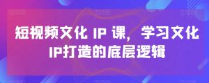 短视频文化IP课,学习文化IP打造的底层逻辑-葛仙仙资源库