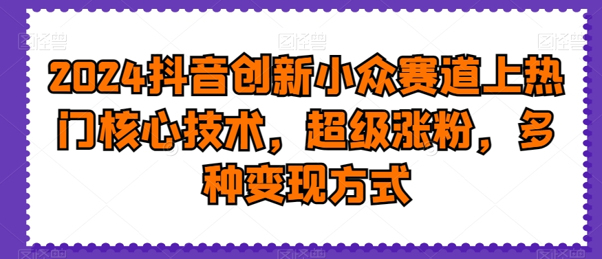 2024抖音创新小众赛道上热门核心技术，超级涨粉，多种变现方式【揭秘】-葛仙仙资源库