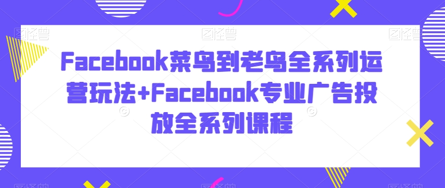 Facebook菜鸟到老鸟全系列运营玩法+Facebook专业广告投放全系列课程-葛仙仙资源库