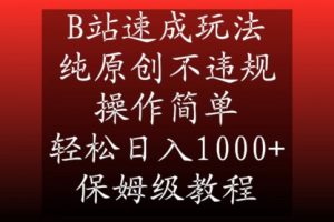 B站速成玩法，纯原创不违规，操作简单，轻松日入1000+，保姆级教程【揭秘】-葛仙仙资源库