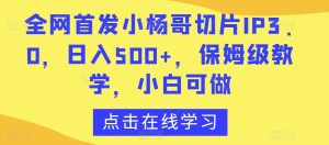 全网首发小杨哥切片IP3.0,日入500+,保姆级教学,小白可做【揭秘】-葛仙仙资源库