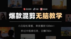 爆款混剪无脑教学，小白轻松掌握，单条播放100W+！秒过中视频任务，日赚700+【揭秘】-葛仙仙资源库