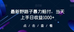 最新野路子暴力赔付，当天上手日收益1000+【仅揭秘】-葛仙仙资源库