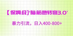 保姆级脑筋急转弯3.0,暴力引流,日入400-800+【揭秘】-葛仙仙资源库