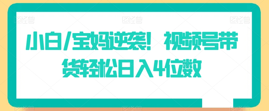 小白/宝妈逆袭！视频号带货轻松日入4位数【揭秘】-葛仙仙资源库
