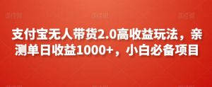 支付宝无人带货2.0高收益玩法，亲测单日收益1000+，小白必备项目【揭秘】-葛仙仙资源库