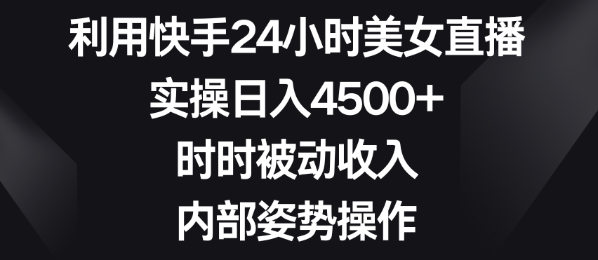 利用快手24小时美女直播，实操日入4500+，时时被动收入，内部姿势操作【揭秘】-葛仙仙资源库
