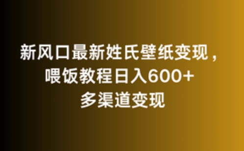 新风口最新姓氏壁纸变现，喂饭教程日入600+【揭秘】-葛仙仙资源库