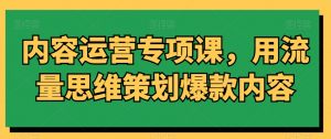 内容运营专项课，用流量思维策划爆款内容-葛仙仙资源库