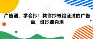 广告语,学会抄!教你抄被验证过的广告语,谁抄谁卖爆-葛仙仙资源库