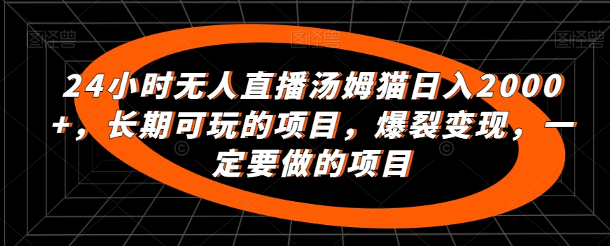 24小时无人直播汤姆猫日入2000+，长期可玩的项目，爆裂变现，一定要做的项目【揭秘】-葛仙仙资源库