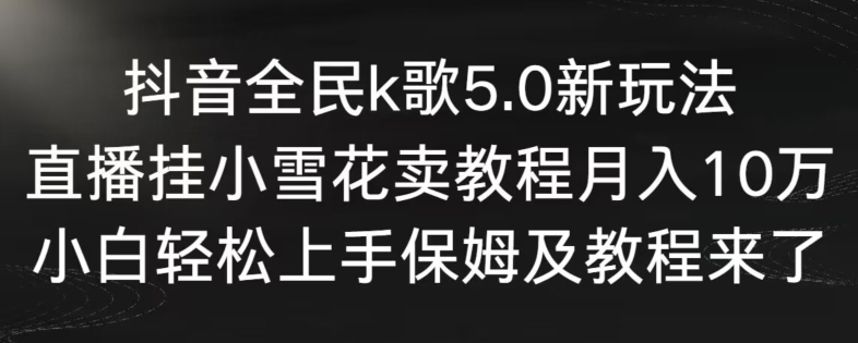 抖音全民k歌5.0新玩法，直播挂小雪花卖教程月入10万，小白轻松上手，保姆及教程来了【揭秘】-葛仙仙资源库