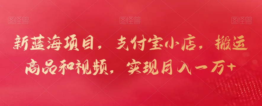 新蓝海项目，支付宝小店，搬运商品和视频，实现月入一万+【揭秘】-葛仙仙资源库