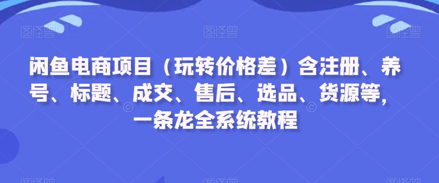 闲鱼电商项目（玩转价格差）含注册、养号、标题、成交、售后、选品、货源等，一条龙全系统教程-葛仙仙资源库