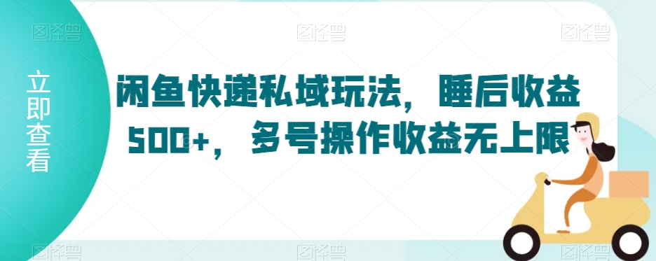 闲鱼快递私域玩法，睡后收益500+，多号操作收益无上限【揭秘】-葛仙仙资源库