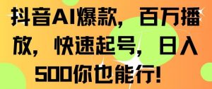 抖音AI爆款，百万播放，快速起号，日入500你也能行【揭秘】-葛仙仙资源库
