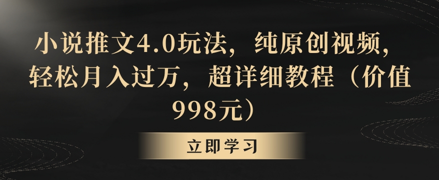 小说推文4.0玩法，纯原创视频，轻松月入过万，超详细教程（价值998元）【揭秘】-葛仙仙资源库