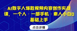 AI数字人爆款视频内容创作实战课,一个人·一部手机·素人小白0基础上手-葛仙仙资源库