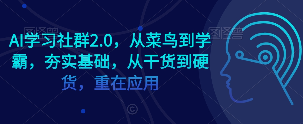 AI学习社群2.0，从菜鸟到学霸，夯实基础，从干货到硬货，重在应用-葛仙仙资源库