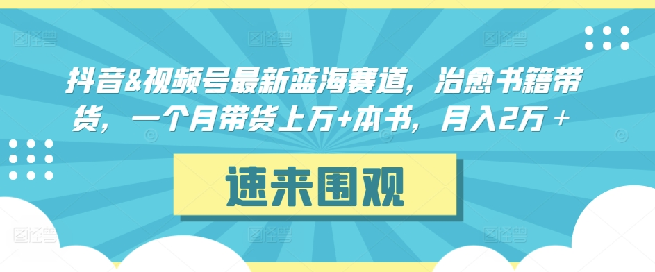 抖音&视频号最新蓝海赛道，治愈书籍带货，一个月带货上万+本书，月入2万＋【揭秘】-葛仙仙资源库
