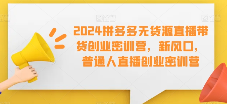 2024拼多多无货源直播带货创业密训营，新风口，普通人直播创业密训营-葛仙仙资源库