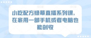 小吃配方绿幕直播系列课,在家用一部手机或者电脑也能创收-葛仙仙资源库