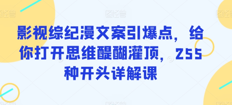 影视综纪漫文案引爆点，给你打开思维醍醐灌顶，255种开头详解课-葛仙仙资源库