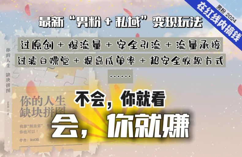 2024，“男粉+私域”还是最耐造、最赚、最轻松、最愉快的变现方式【揭秘】-葛仙仙资源库