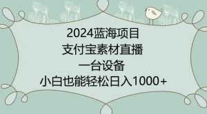 2024年蓝海项目,支付宝素材直播,无需出境,小白也能日入1000+ ,实操教程【揭秘】-葛仙仙资源库