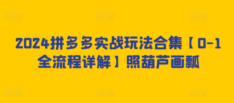 2024拼多多实战玩法合集【0-1全流程详解】照葫芦画瓢-葛仙仙资源库