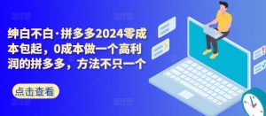拼多多2024零成本包起,0成本做一个高利润的拼多多,方法不只一个-葛仙仙资源库