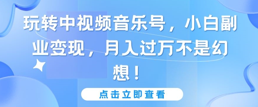 玩转中视频音乐号，小白副业变现，月入过万不是幻想【揭秘】-葛仙仙资源库