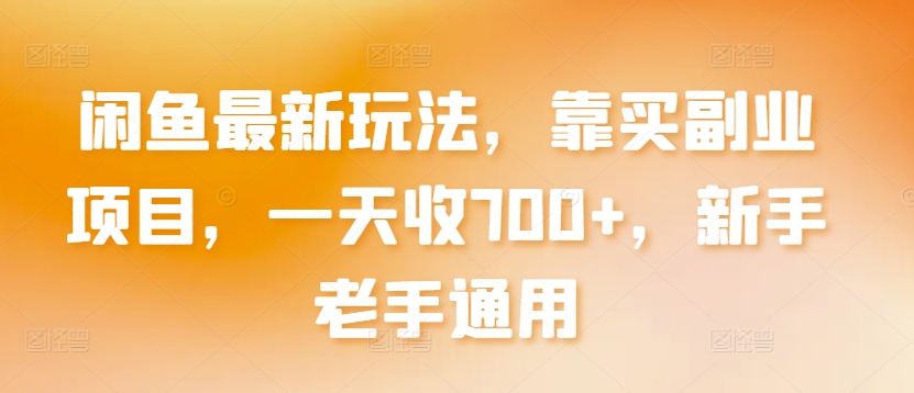 闲鱼最新玩法，靠买副业项目，一天收700+，新手老手通用【揭秘】-葛仙仙资源库