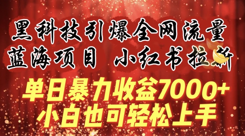 蓝海项目!黑科技引爆全网流量小红书拉新，单日暴力收益7000+，小白也能轻松上手【揭秘】-葛仙仙资源库