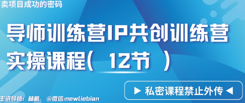 导师训练营3.0IP共创训练营私密实操课程（12节）-卖项目的密码成功秘诀【揭秘】-葛仙仙资源库