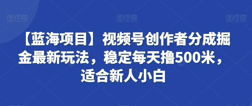 【蓝海项目】视频号创作者分成掘金最新玩法，稳定每天撸500米，适合新人小白【揭秘】-葛仙仙资源库