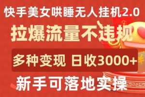 快手美女哄睡无人挂机2.0.拉爆流量不违规,多种变现途径,日收3000+,新手可落地实操【揭秘】-葛仙仙资源库