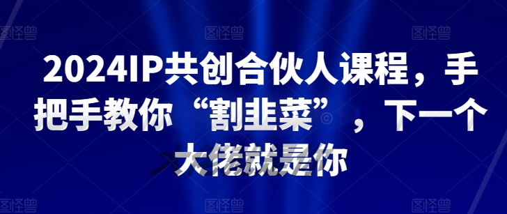 2024IP共创合伙人课程，手把手教你“割韭菜”，下一个大佬就是你-葛仙仙资源库