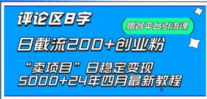 抖音评论区8字日截流200+创业粉 “卖项目”日稳定变现5000+【揭秘】-葛仙仙资源库